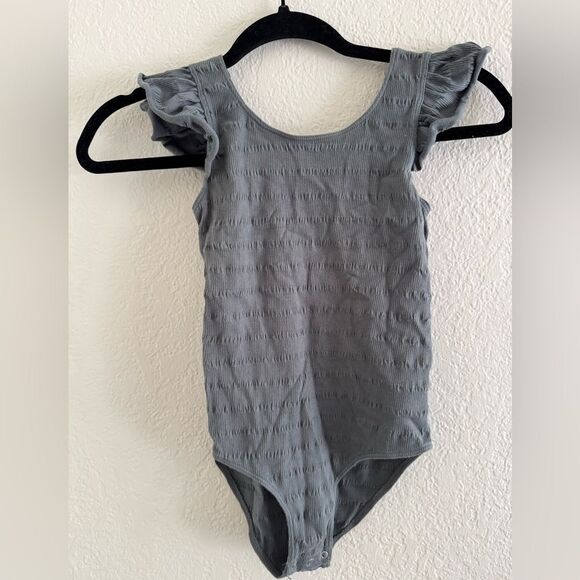Rylee + Cru Gray Bodysuit with Ruffle Sleeves - Picture 1 of 6